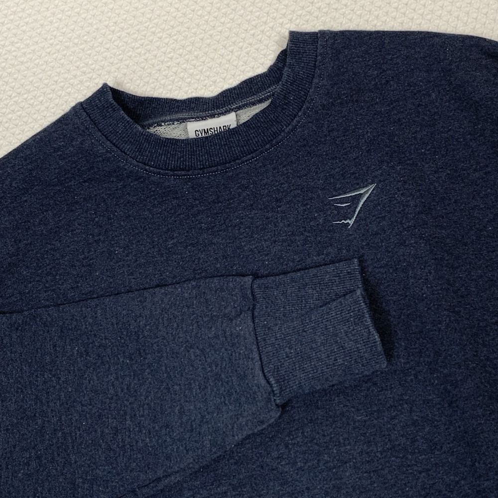 Gymshark Crest Sweatshirt Mens Sz Medium Navy Blue Embroidered Logo Fleece